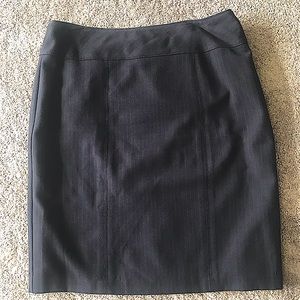 Navy blue pinstripe pencil skirt